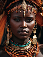 portrait of Turkana tribal woman from Kenya
