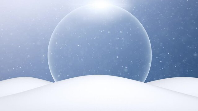 Crystal christmas ball with snowfall loop copy space background