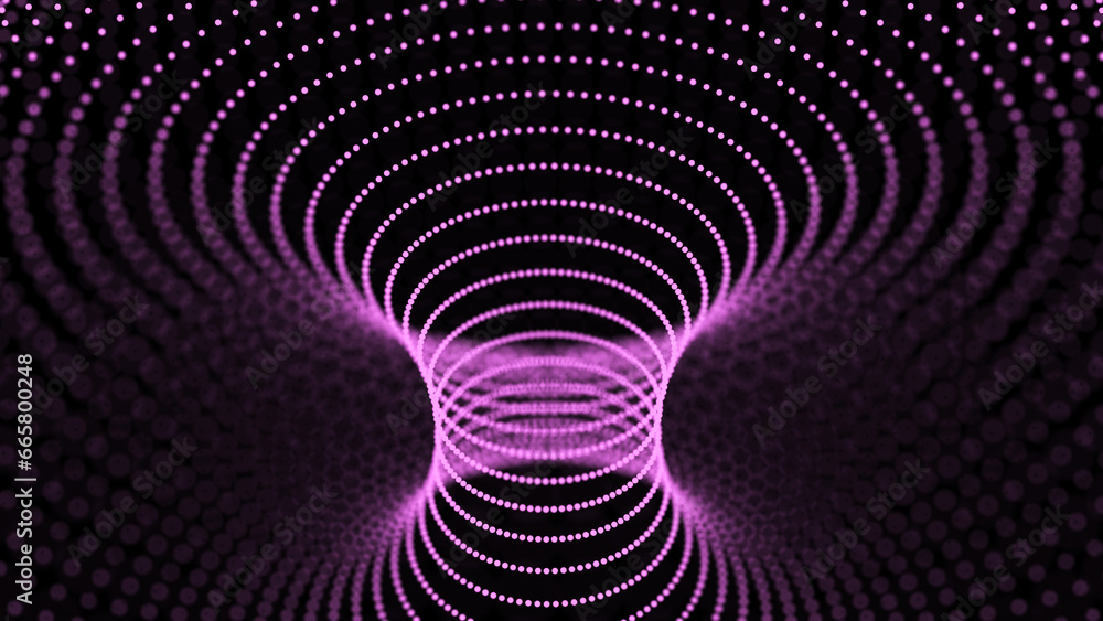 Poster digital pink warmhole frame tunnel. 3d futuristic hole line portal background. for website and banne