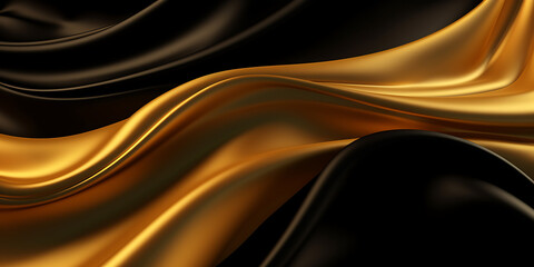 Waves of Gold and Black Silk background