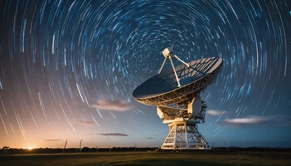 Fotobehang Exploring the cosmos: Sky-pointing radio telescope © ibreakstock