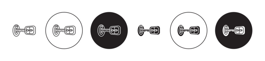 car ignition icon set. auto engine key vector symbol in black filled and outlined style.