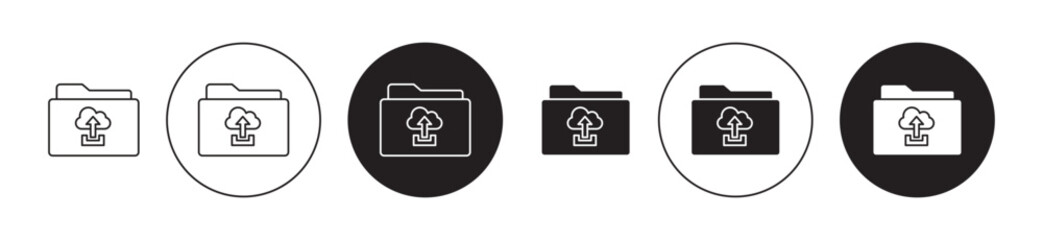 Upload file Icon set. Upload document vector symbol in black filled and outlined style.
