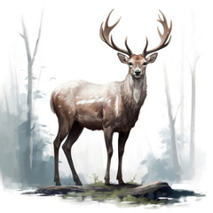 Majestic Deer in Nature
 , Medieval Fantasy RPG Illustration