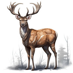 "Graceful Deer in Natural Surroundings"
 , Medieval Fantasy RPG Illustration