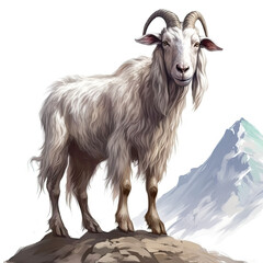Realistic Goat: Majestic Nature Portrait.
 , Medieval Fantasy RPG Illustration