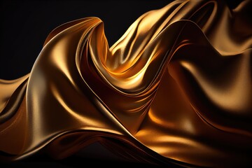 Abstract background. Gold flying silk. Fabric in the wind. Cloth Wallpaper.