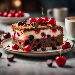 Cherry Chocolate Chip Cake Slice - A Sweet Indulgence