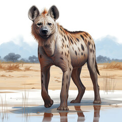 Realistic Hyena Stands Majestically
 , Medieval Fantasy RPG Illustration