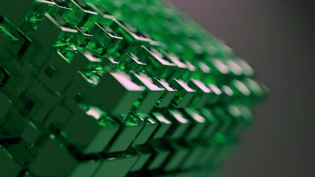 A cube made of many cubes shape shifting and moving