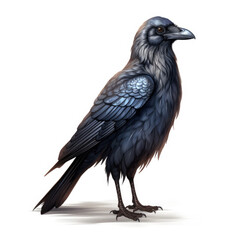 Fototapeta premium Realistic Raven in Flight. , Medieval Fantasy RPG Illustration