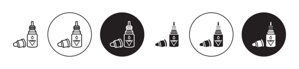 eye drop icon set. eye dropper bottle vector symbol in black filled and outlined style.