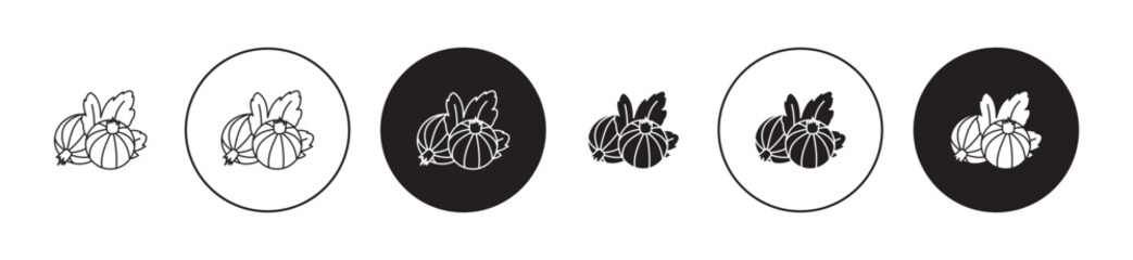 Gooseberry icon set. indian amla vector symbol. elderberry or bearberry sign in black filled and outlined style.
