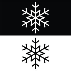 Snow flake Icon Vector, Black and White Version Design Template