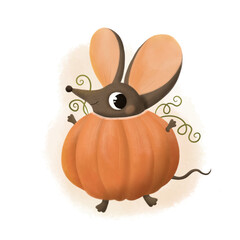 Mouse in pumpkin costume