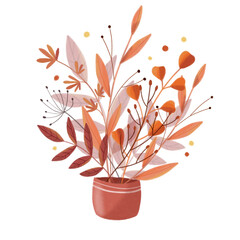 Autumn cute bouquet of flowers and leaves