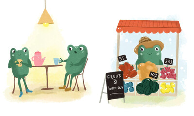 Cute illustration with frogs
