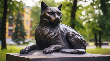 Stone Monument to the cat is installed in the park or in the cemetery	