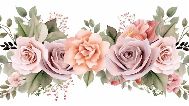 Free photo set of flower arrangements flower maroon green leaves and gold floral illustration for wedding card
