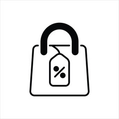 Shopping Bag icon islolate white background vector stock illustration.