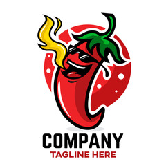 Cartoon mascot hot chili pepper logo