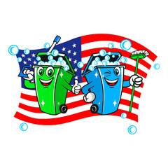 Trash can bin cleaning logo