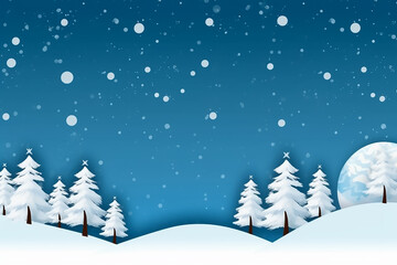 Fototapeta na wymiar Merry Christmas winter snow illustration