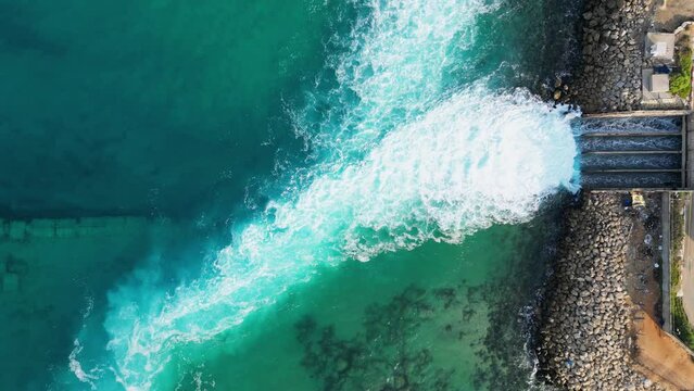 Top view footage  of the largest water desalination facility in the world, Hadera Israel