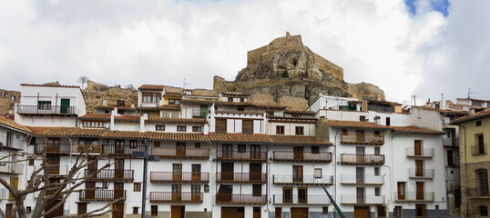 old Houses with medieval castle in Morella