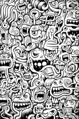 Halloween hand drawn doodles illustration. Funny vector background.