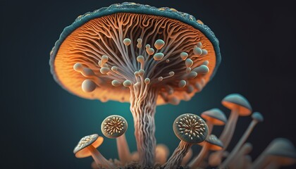close-up of spreading dangerous blue fungus design illustration - obrazy, fototapety, plakaty