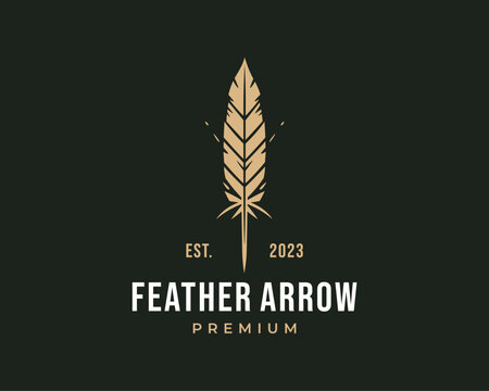 Feather Arrow for Rustic Vintage Retro Summer Hunting Logo Design