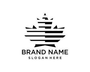 black maple leaf logo design template