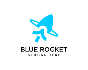 blue rocket logo design template