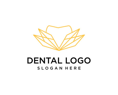 luxury dental with leaf diamond logo design template