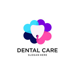 modern dental care colorful logo design template