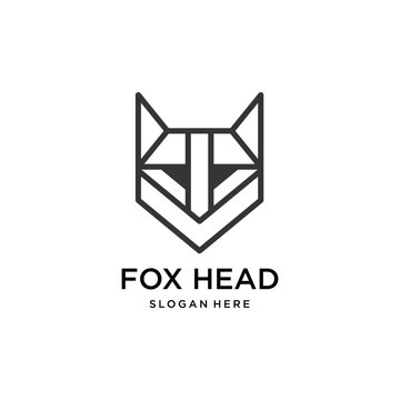 fox head line art style logo design template
