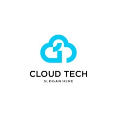 modern cloud technology logo design template