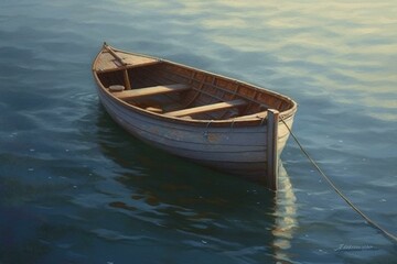 Fototapeta na wymiar Peaceful ocean boat artwork. Generative AI