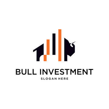 bull investment trade logo design template