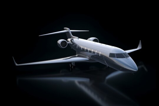 Sleek private aircraft soars on transparent backdrop. Generative AI