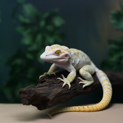 Albino lizard, iguana, gecko, unusual coloring reptile, portrait, close-up 