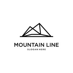 mountain stone line art style logo design