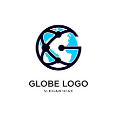 globe with line logo design template