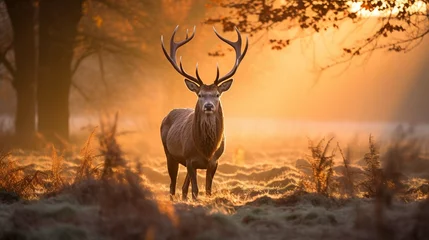 Fotobehang Red Deer in morning Sun. © Ahtesham