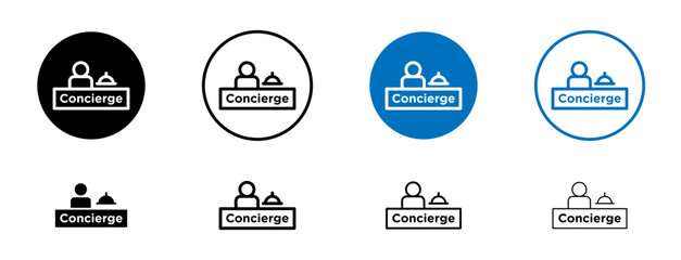 Concierge vector icon set. guest hospitality desk vector symbol. hotel reception counter sign for mobile apps and website UI designs