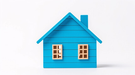 Fototapeta na wymiar Blue wooden house isolated on white background. 3D illustration. Top view.