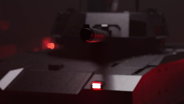 A close up of A tank with red lights in a 3D animation