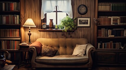 Cozy vintage interior - generative ai