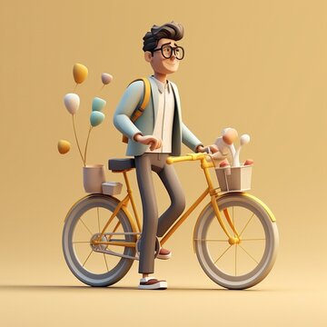 3d rendering of a man on a Bike